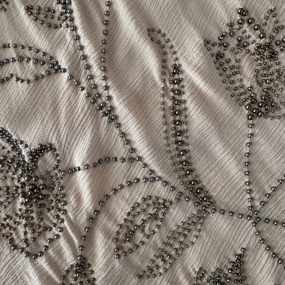 Free People Waiting For You Embellishing Beaded Tan Cami Cowl Neck Adjustable L - Picture 13 of 16